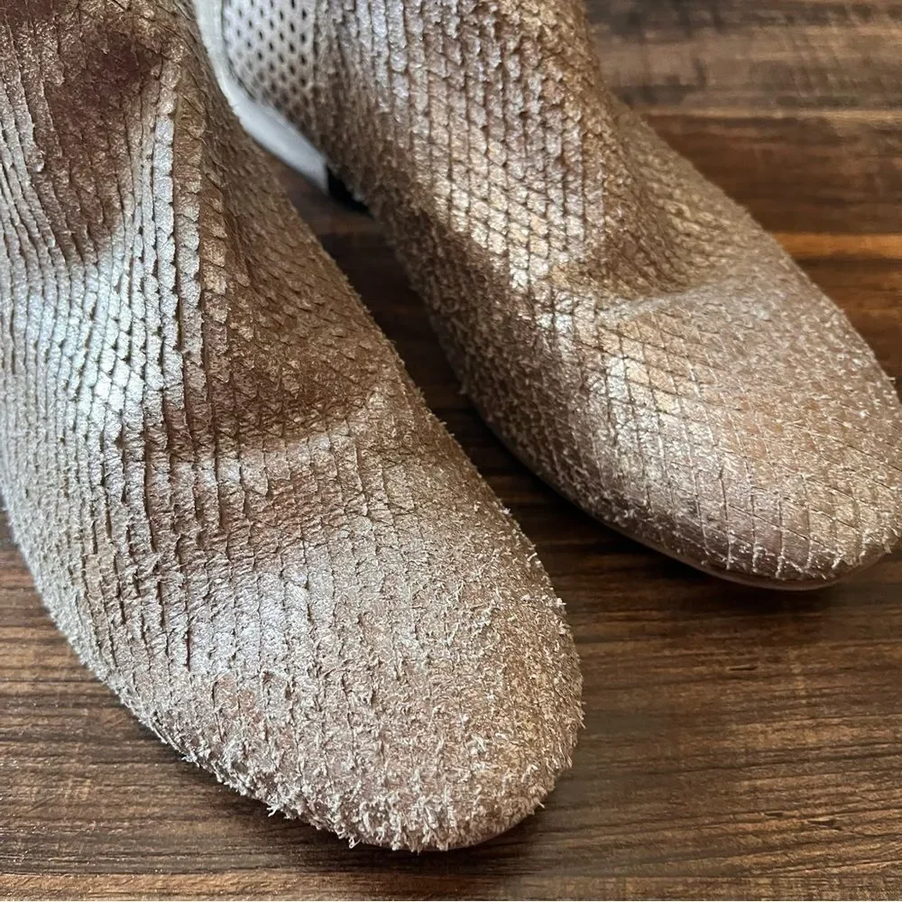 Free People Leather Clean Slate Roby Ankle Boots in Metallic Gold Size 37 or 6.5